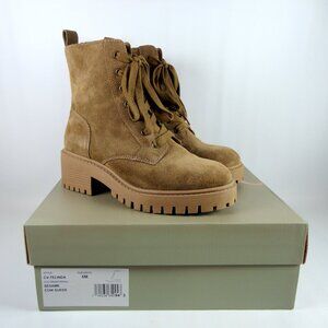 Crown Vintage TELINDA Sesame Cow Suede Boots - Tan Suede Lace Up Combat US 6M